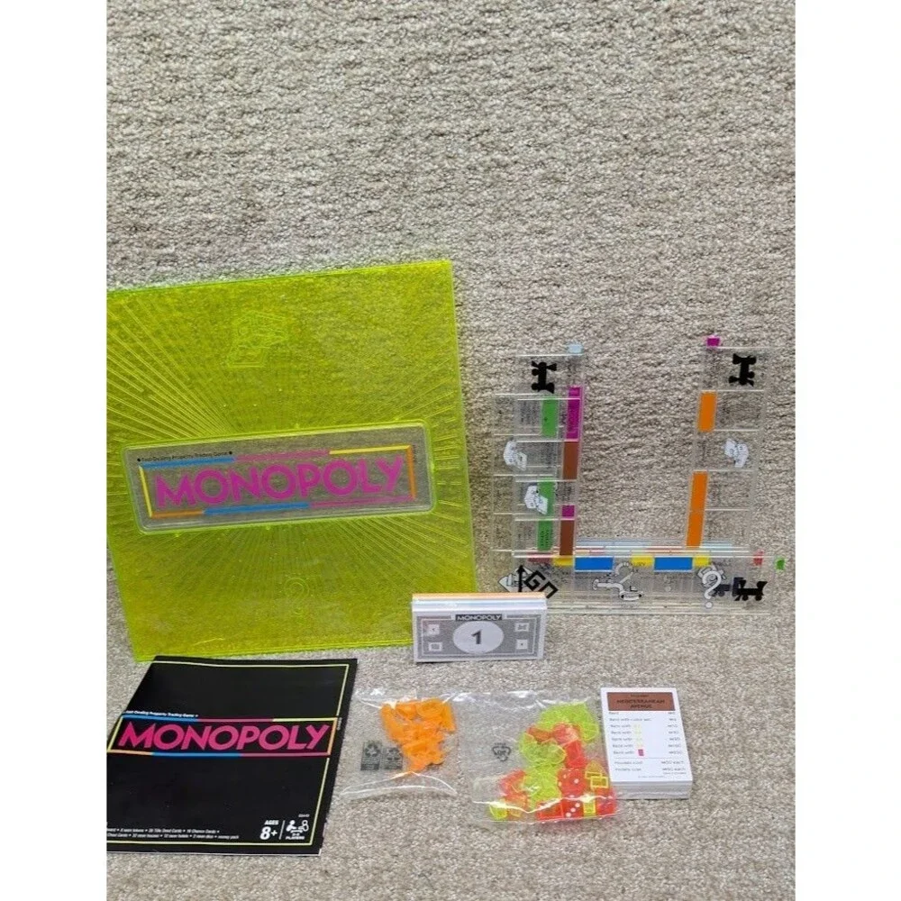 Hasbro Neon Monopoly Pop Board Game New Box Is Worn Game Not Played
